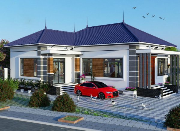 Mẫu nhà cấp 4 chữ L 2 phòng ngủ đẹp chuẩn theo phong thủy Cách thiết kế nhà cấp 4 chữ l đẹp theo phong thủy