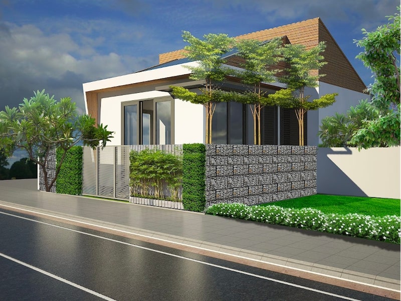 Gợi ý 4 mẫu nhà cấp 4 sân vườn 5×20 đẹp tiết kiệm chi phí Thiết kế nhà cấp 4 sân vườn đẹp mái bằng tiện nghi