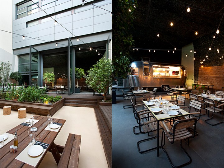 Bản thiết kế quán cafe Urban Garden: mặt bằng chi tiết Mẫu thiết kế này chủ yếu sử dụng vật liệu gỗ tự nhiên làm bàn ghế