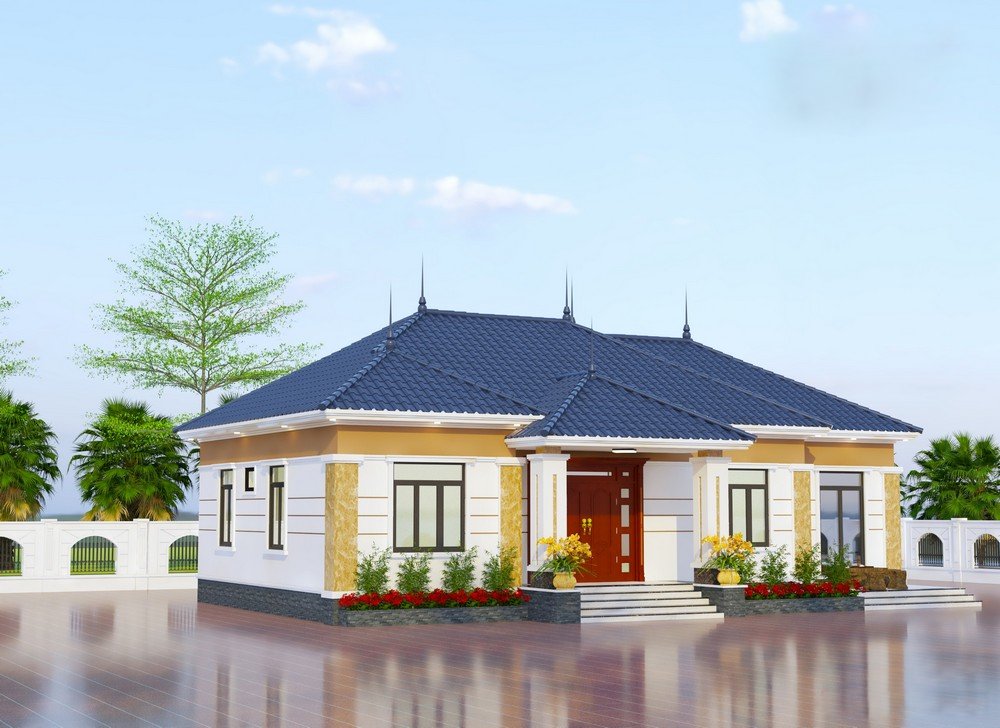 Mẫu biệt thự vườn 1 tầng 5 phòng ngủ được yêu thích nhất Không gian sân vườn của biệt thự 1 tầng