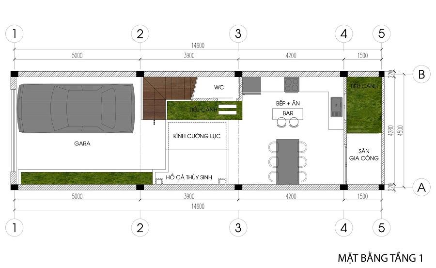 Xây nhà phố đẹp 5 tầng vừa rẻ vừa tiết kiệm chi phí tại Hải Phòng mat-bang-tang-1-xay-nha-pho-dep