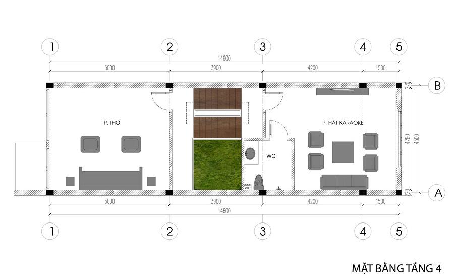 Xây nhà phố đẹp 5 tầng vừa rẻ vừa tiết kiệm chi phí tại Hải Phòng mat-bang-tang-4-xay-nha-pho-dep