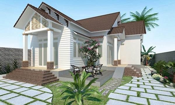 Thiết kế nhà cấp 4 chữ L 4 phòng ngủ 150m2