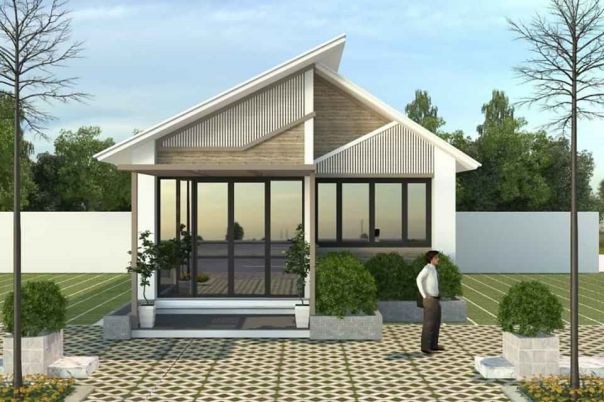 Thiết kế nhà cấp 4 100m2 có 4 phòng ngủ mái lệch độc đáo