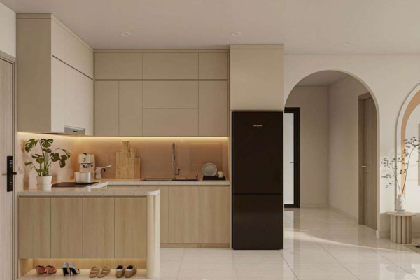 Thiết kế nội thất căn hộ 43m2 đẹp mê ly dành cho bạn Các món đồ nội thất nhà bếp được thiết kế thông minh