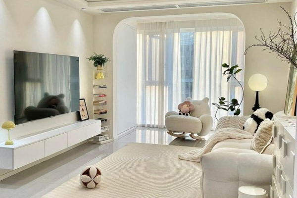 Thiết kế nội thất căn hộ 43m2 đẹp mê ly dành cho bạn Thiết kế nội thất phòng khách 43m2 phong cách đơn giản