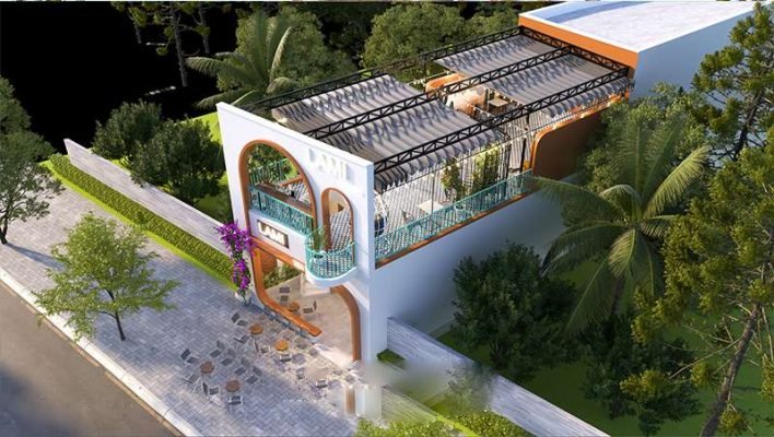 Mẫu thiết kế quán cafe 2 tầng 5x20m đẹp thu hút khách hàng check – in Quán cafe nhìn từ trên xuống