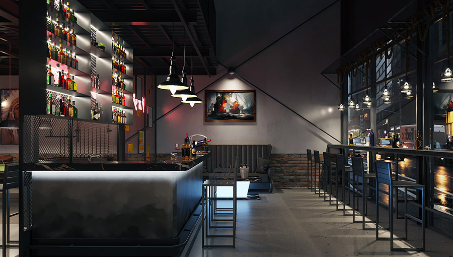Mẫu thiết kế quán cafe bida cực thu hút giới trẻ Sắp xếp khu vực bàn bida và bàn cafe khoa học